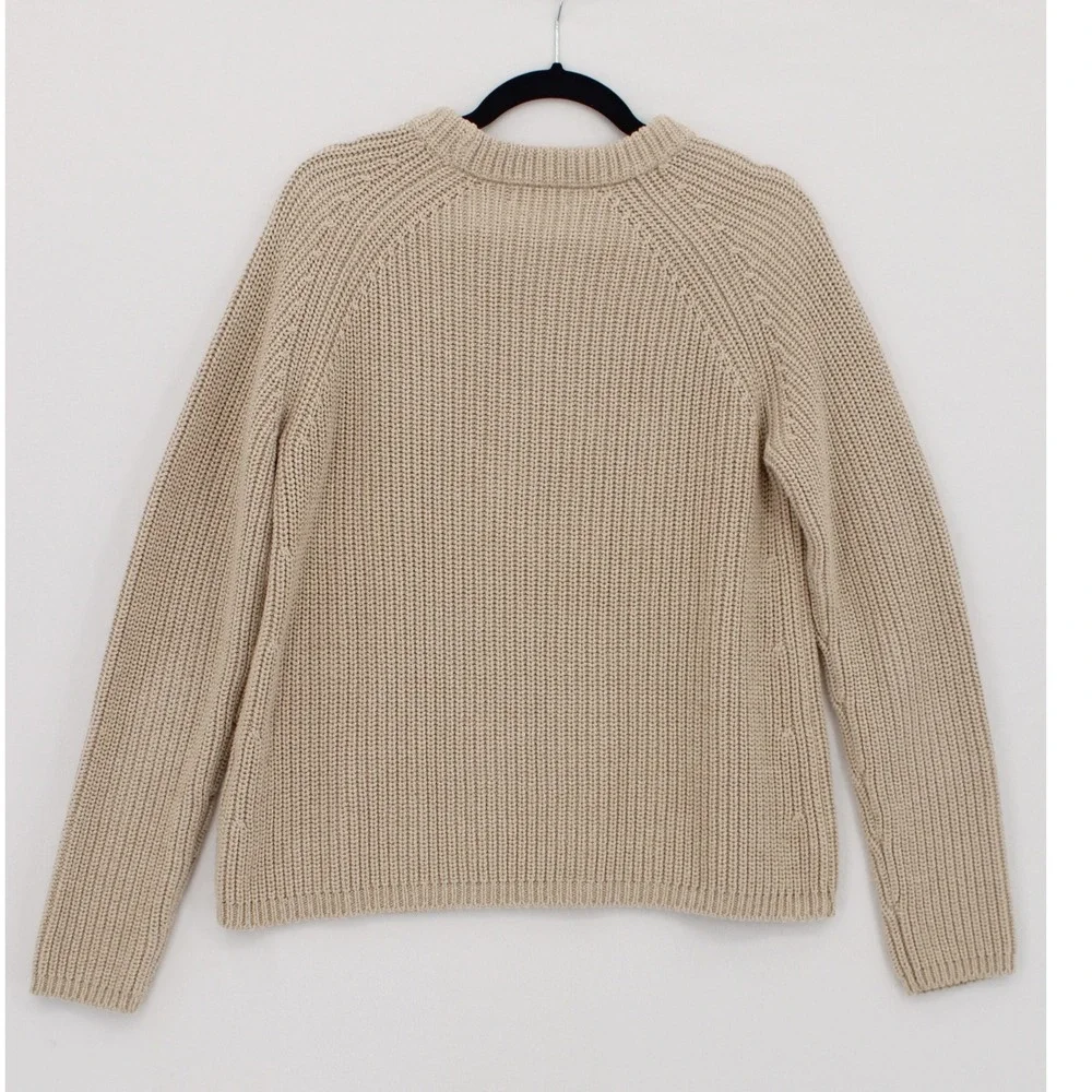 Quince Fisherman Crew Neck Raglan Sweater Size M Organic Cotton Beige